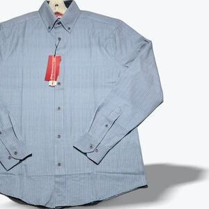 Report Collection Shirt Mens Small Blue Hyper Stretch Untucked Wrinkle Resistant